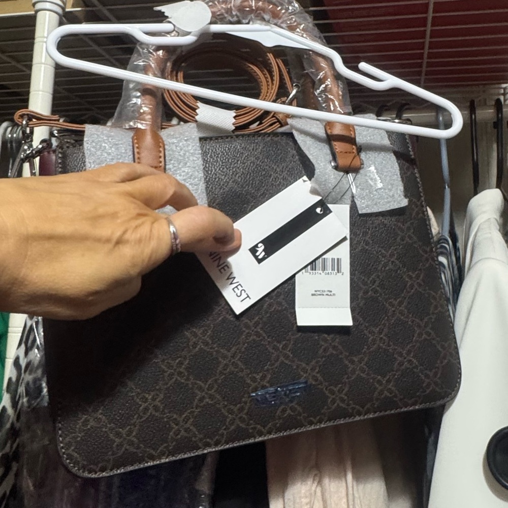Nine West Brown and wine satchel